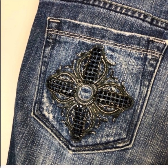 Miss Me | Montague Distressed Embellished Bootcut Jeans | Size 28 - Picture 6 of 8